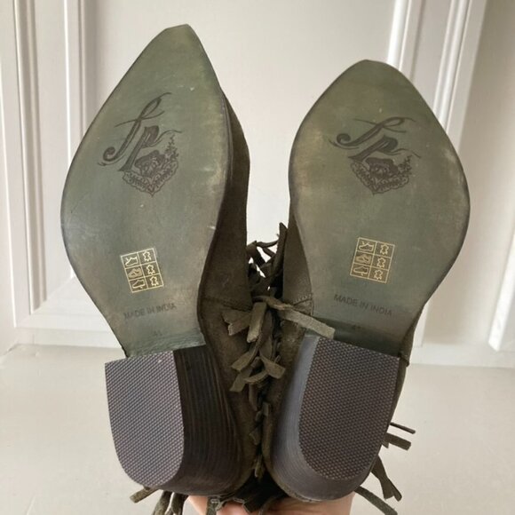NWOT Free People Lawless Fringe Moss Suede Western Boots - Picture 6 of 8